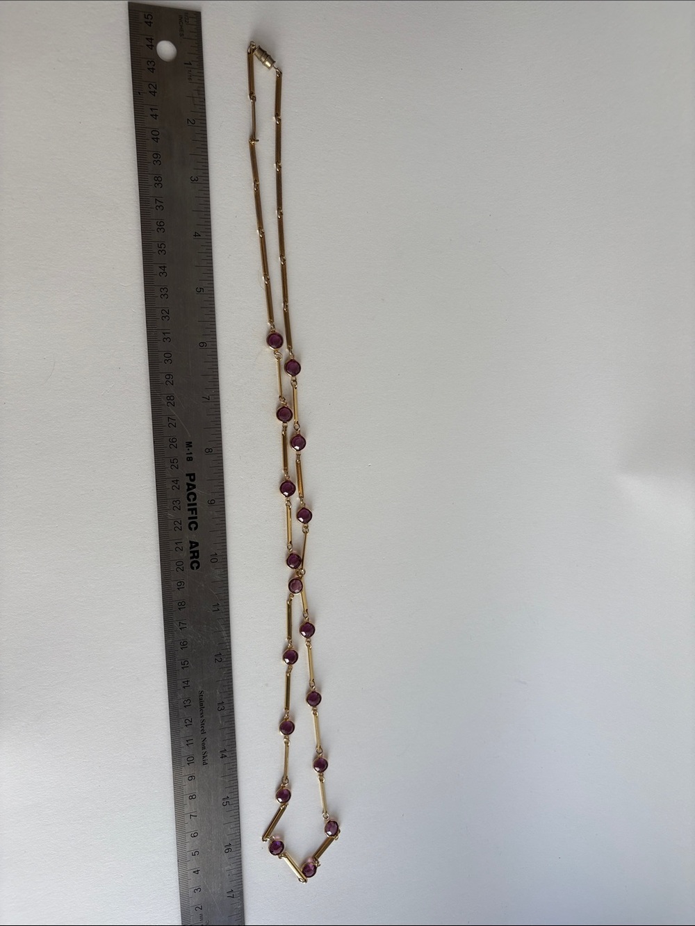 Gold Purple Gem Accent Chain Necklace Women Jewelry - Picture 4 of 5